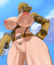 1girls abs armor athletic athletic_female barcode barcode_on_pubis barcode_tattoo bit_gag bondage breasts breasts_out eyes_covered faceless_female female female_only female_soldier from_below functionally_nude functionally_nude_female gag gloves gun helmet large_breasts liem mask masked_female muscular muscular_female muscular_thighs pubic_tattoo pussy slave slave_girl soldier sweat sweatdrop sweating sweaty tattoo thick_thighs underboob weapon