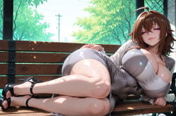 1futa ai_generated big big_ass big_breasts curvy dickgirl equine_penis futa_only futanari high_school_dxd horsecock huge_ass huge_breasts kyuro69 light-skinned_futa penis solo venelana_gremory