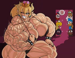 1girls biceptember bob-omb boo_(mario) bowsette crown doorway earrings female flexing flexing_bicep fly_guy forsakun goomba gritted_teeth horns kamek koopa koopa_troopa lakitu lakitu's_cloud mario_(series) muscle_fetish muscles muscular muscular_female muscular_thighs one_eye_closed queen royalty rule_63 super_crown thighs thighs_bigger_than_head veiny_arm
