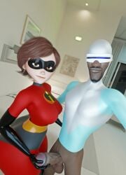3d 3d_(artwork) 3d_model alternate_version_available bedroom black_male boxslayer09 brown_hair bubble_butt cheating_husband cheating_wife curvy dark-skinned_male dark_skin disney elastigirl erection facial_hair frozone helen_parr huge_cock imminent_sex light-skinned_female light_skin lucius_best milf pixar presenting_penis smug_face straight superhero superhero_costume superheroine the_incredibles the_incredibles_2 white_female
