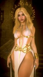 1girl 1girls 2026 3d 4k accessories accessory background big_lips blonde_female blonde_hair breasts cave chromatic_aberration clothed clothing crashbanditkut depth_of_field detailed_background dungeon eyebrows eyelashes eyeshadow fantasy female golden_hair gown green_eyes hair halo hi_res high_resolution highres human indoors inside light-skinned_female light_skin lips lipstick long_eyelashes long_hair long_nails looking_at_viewer makeup mascara mature mature_female mature_woman medieval_clothing nail_polish nails night no_panties original original_character parted_lips pinup room self_upload small_breasts solo solo_female solo_focus standing straight sweat sweating sweaty sweaty_body thick thick_lips thick_thighs thighs tiara virt-a-mate virtamate young young_female