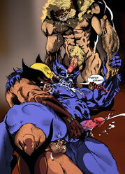 anthro beast_(x-men) boner erection furry hank_mccoy james_howlett kupopo male male_only marvel multiple_males nude sabretooth straight_hair tagme victor_creed wolverine_(x-men) x-men yaoi