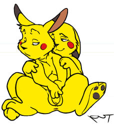 anthro anus color front_view fur furry furry_only male male_only multiple_males nintendo no_humans nude penis pikachu pokemon put sitting yaoi