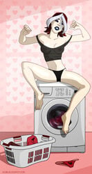 1girls anna_marie closed_eyes female female_only marvel marvel_comics ncbb panties red_hair rogue_(evolution) rogue_(x-men) see-through solo stan straight_hair washing_machine x-men x-men_evolution