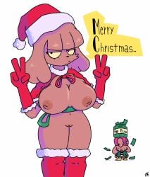 anthro ass breasts christmas_outfit christmas_tree dorianchat double_peace_sign eli furry lette_123 milf money oc only_female pussy tagme watching_from_afar