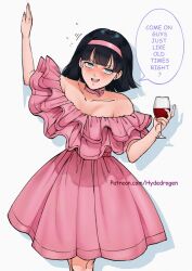 1girls dragon_ball_super dragon_ball_z drunk drunk_female female female_focus female_only hydedrogen pink_dress tagme videl videl_(dragon_ball_super)