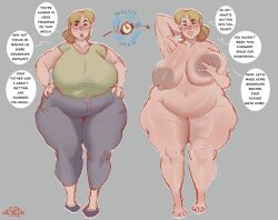 bbw big_nipples blonde_hair cellulite chubby chubby_female fat_ass glasses huge_breasts impregnation_request incest milf moessins mother_and_son nude nude_female original_character reality_warping solo solo_female solo_focus thick_ass thick_thighs thunder_thighs transformation