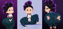 3koma ass_dough ass_grab big_ass big_ass_(male) blackwhiplash bulge bwl cosplay deep_skin femboy huge_ass male_focus male_only mineta_minoru minoru_mineta my_hero_academia ochako_uraraka ochako_uraraka_(cosplay) purple_hair solo_male spread_anus steam teapot_(body_type) thick_thighs uraraka_ochako uraraka_ochako_(cosplay) wide_hips