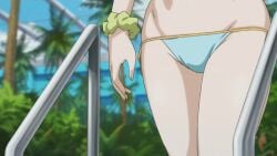 1girls animated animated ass bikini blue_bikini boku_wa_tomodachi_ga_sukunai dimples_of_venus female_focus lowleg lowleg_bikini pool sena_kashiwazaki side-tie_bikini_bottom solo swimsuit thigh_gap