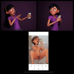 2girls 3d blender blush clothed_female clothed_female_nude_female clothing daughter disney embarrassed female female_only hairy_pussy helen_parr horny huge_breasts milf mother mother_and_daughter multiple_girls nipples nude_female pixar pubes pubic_hair purple_shirt pussy pussy_hair selfie shocked shocked_expression smartphone smooth_skin social_media the_incredibles thick_thighs tiptoes toastycogames tongue_out violet_parr