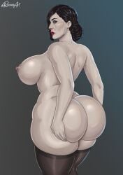 1girls alcina_dimitrescu ass ass_grab big_ass big_breasts big_butt black_hair breasts butt dumptruck_ass dumptruck_butt fat_ass fat_butt female female_only giant_ass giant_breasts gigantic_ass grabbing_own_ass huge_ass huge_breasts huge_butt looking_back mature_female milf nipples pale-skinned_female pale_skin rear_view resident_evil resident_evil_8:_village rocner sideboob simple_background solo stockings thick thick_ass voluptuous voluptuous_female