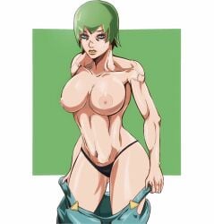 1girls breasts female foo_fighters green_hair huge_breasts jojo's_bizarre_adventure light-skinned_female light_skin short_hair shounen_jump stone_ocean tagme topless undressing z3husky