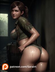 ai_generated big_ass ellie_(the_last_of_us) ellie_williams naughty_dog sarairt the_last_of_us wet_body wet_skin