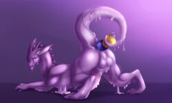 1boy anal anal_sex ass backsack balls bodily_fluids claws cuntboy cuntboy_only cuntboy_penetrated digital_media_(artwork) dildo dragon erection feral full-package_cuntboy genital_fluids genitals herm hermaphrodite hi_res huge_penis intersex kuribon large_ass large_balls male maleherm membrane_(anatomy) multi_balls multi_genitalia nude paws penetration penis prehensile_penis pussy rezukii scalie sex_toy simple_background solo tapering_penis tongue tongue_out western_dragon zoophilia