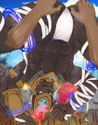 anthro ass bk_mita blush blush canine faceless from_behind furry gay human humanoid imminent_sex league_of_legends looking_at_another looking_back male male/male male_only mostly_clothed nasus