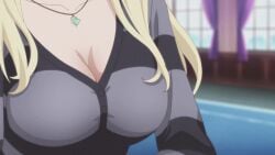 1girls animated blonde_hair boku_wa_tomodachi_ga_sukunai bouncing_breasts breasts cleavage female_focus indoors jewelry large_breasts long_hair necklace screencap screenshot sena_kashiwazaki solo window