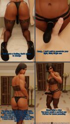 3d abs athletic_female big_ass blender blender_(software) dark-skinned_female dark_hair dialogue dominant_female fit_female hi_res highres lingerie lingerie_bra male_pov muscular_ass muscular_back muscular_female muscular_legs muscular_thighs overwatch overwatch_2 pegged_pov pegging pharah radmon222 see-through_bra self_upload short_hair strap-on tagme taker_pov thick_thighs thighhighs