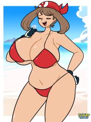 beach big_ass big_breasts bikini female female_only huge_breasts may_(pokemon) nintendo pokemon sideass silenttandem