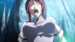 1girls animated big_breasts blushing breast_expansion breast_growth bursting_breasts exploding_clothes female female_only hoods_entertainment huge_breasts large_breasts mafuyu_oribe nipples no_sound red_hair ripped_clothes screencap seikon_no_qwaser tagme video