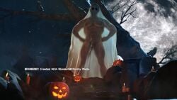 1boy 2023 3d balls bara bara_tits barazoku ckang2021 costume erection gay ghost ghost_boy halloween halloween_costume holidays jack-o'-lantern jack_o'_lantern male male_focus male_nipples male_only manly muscular_male nipples nude penis pumpkin solo solo_male yaoi