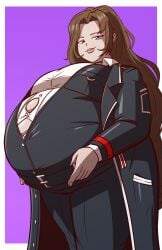 axel-rosered bbw belly belly_overhang big_belly big_breasts big_female blush breasts brown_hair button button_gap chubby chubby_female fat fat_ass fat_female fat_fetish fat_girl fat_woman fatty female female_only large_female limbus_company long_hair obese obese_female overweight overweight_female plump pork_chop project_moon proud rodion_(limbus_company) stretched_clothing thick_thighs weight_gain