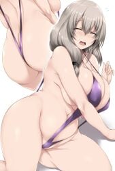 1girls breasts female grey_hair hi_res hips huge_breasts light-skinned_female light_skin long_hair mature_female milf mother naughty_face plump sling_bikini thick_thighs thighs tsukasawa_takamatsu uncensored uzaki-chan_wa_asobitai! uzaki_tsuki voluptuous wide_hips