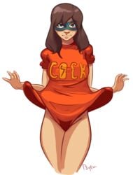 arabian brown_eyes brown_hair dark-skinned_female domino_mask kamala_khan legs marvel marvel_comics ms._marvel petite psyto shirt_lift superheroine