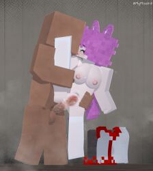 1boy 1girls 3d alley big_breasts big_penis blush completely_naked completely_nude completely_nude_female mine-imator minecraft mizuki_(mymizukid) mymizukid naked penis penis_juice pink_ears pink_eyes pink_hair public pussy pussy_juice raised_leg sex tagme veiny_penis x-ray