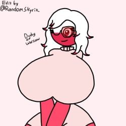 big_breasts breasts countryhumans countryhumans_girl duchy_of_warsaw_(countryhumans) first_porn_of_character randomskyrix red_body scan white_hair wink