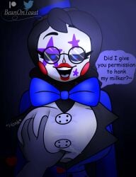 beanontoast big_breasts black_hair breast_grab five_nights_at_freddy's glasses oc original_character rockstar_puppet_(artist)