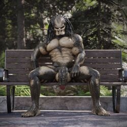 1boy abs alien alien_only balls biceps big_penis flaccid flaccid_penis genitals hi_res humanoid junatah male male_only muscle muscular muscular_humanoid muscular_male pecs penis predator_(franchise) solo yautja