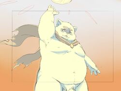 2019 4:3 anthro belly genitals humanoid_hands inunoshippo kemono male male_only mammal moobs nipples overweight overweight_male penis solo