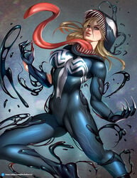 1girls 2021 alien alien_girl ann_weying black_skin blonde_hair didi_esmeralda female female_focus female_only marvel monster monster_girl she-venom solo_female spider-man_(series) straight_hair symbiote tagme venom venom_(marvel)