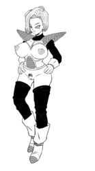 1girls alternate_version_available android_18 battle_armor boots breasts busty cleavage curvy dragon_ball dragon_ball_z erect_nipples female greyscale huge_areolae huge_ass huge_breasts kaito_bakura puffy_nipples saiyan_armor short_hair stockings thick_lips vagina vegeta_(cosplay) voluptuous wide_hips