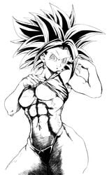 1girls breasts dragon_ball dragon_ball_super earrings female female_only fusion head-cha-la kefla legendary_super_saiyan potara_earrings saiyan short_hair solo spiky_hair super_saiyan super_saiyan_2