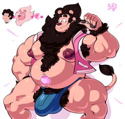 anthro belly big big_nipples black_eyes bobthetanuki brown_fur brown_hair buff bulge cartoon_network clothed clothes clothing diamond ear_piercing extrasizedbob facial_hair fat fat_man feline feline_humanoid fusion gay gem gemstone gut hair hairy hairy_armpits hairy_chest human humanoid hybrid jacket lion lion_(steven_universe) lion_ears lion_tail male male_only male_pubic_hair mane moobs musclegut muscular_arms muscular_thighs nipples no_text pants piercing pink_nipples pubes pubic_hair solo steven_quartz_universe steven_universe tail white_background