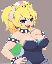 1girls blonde_hair blue_eyes bowsette female female_only fully_clothed genderswap mario_(series) new_super_mario_bros._u_deluxe nintendo pinkcappachino solo