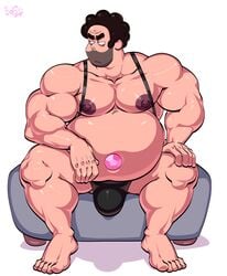 anthro belly biceps big big_arms big_belly big_biceps big_bulge big_thighs bobthetanuki brown_hair buff bulge calves dad_bod daddy dark_hair diamond extrasizedbob eye_bags eyebrows eyes facial_hair fat furniture gem gem_(species) gemstone grumpy human humanoid hybrid looking_to_the_side male male_only muscle musclegut muscles muscular muscular_male nipple nipples quartz sitting solo steven_quartz_universe steven_universe thick_arms thick_legs thick_thighs thong underwear white_background