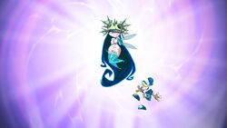 1boy 1girls annetta_fish_(rayman) blue_hair large_breasts nude_filter nymph_(rayman) penis rayman rayman_(series) rayman_origins thick_thighs ubisoft very_long_hair wide_hips wings