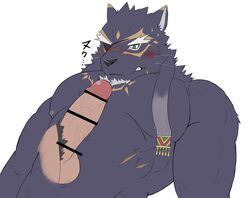 abs balls blush disembodied_penis erection felid genitals hi_res humanoid_penis male male/male mammal muscular muscular_male pantherine pecjob pecs penis sex tezcatlipoca tier1820 tokyo_afterschool_summoners video_games