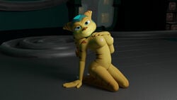 16:9 2020 3d angela_cross_(ratchet_and_clank) blue_eyes breasts digital_media_(artwork) doublestuffed female fur hair hi_res lombax looking_at_viewer mammal nipples nude ponytail ratchet_and_clank solo striped_body striped_fur stripes video_games