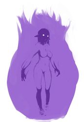 2014 ancient_wisp breasts elf_ears hair hazy hopoo_games limited_palette open_mouth pointy_ears purple_fire pussy risk_of_rain unknown_artist white_background white_eyes