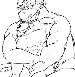 abs absurd_res blush bovid bovine canid canine canis dobermann domestic_dog eyewear gyumao hi_res hug kira_kitira male male/male mammal muscular muscular_male nipples pecs pinscher sunglasses tokyo_afterschool_summoners video_games xolotl