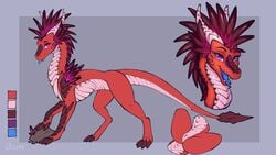 16:9 2020 4k absurd_res claws digital_media_(artwork) dragon eyebrows eyelashes female feral hi_res horn model_sheet oksara open_mouth purple_eyes solo teeth tongue wingless_dragon