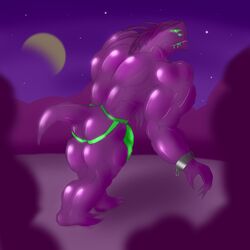 2017 acid acrid alien anthro biped chains gay glowing green green_eyes hopoo_games hyper_muscles jockstrap reptile risk_of_rain scalie shackles spines theravic walking