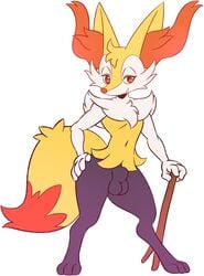 1boy 2019 3_toes 4_fingers abs anthro anthrofied ass biped braixen canine chest_tuft digital_media_(artwork) digitigrade eye_contact eyelashes facial_tuft feet femboy fingers fox full-length_portrait fur furry girly half-closed_eyes hi_res holding holding_object inner_ear_fluff looking_at_viewer male male_only mammal multicolored_body multicolored_fur multicolored_tail navel nintendo nude orange_eyes paws pokémon_(species) pokemon pokemon_(species) pokemon_xy portrait pose red_nose sheath simple_background smile solo standing stick tail tderek99 testicles thick_thighs thigh_gap toes tuft video_games white_background white_body white_fur wide_hips yellow_body yellow_fur