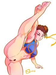 1girls 2024 2d abs adult adult_female armpit artist_name artist_signature asian asian_female ass barefoot bottomless brown_eyes brown_hair bun chun-li feet female female_fighter female_focus female_only fit fit_female foot hair_bun human human_female human_only leg_lift leg_up light-skinned_female light_skin looking_at_viewer muscular muscular_female muscular_thighs ndasfw one_leg_up oversplit pubic_hair pussy simple_background sleeveless soles solo solo_female solo_focus splits street_fighter thick_thighs thighs toes top_only vertical_splits white_background