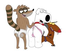 absurd_res ass balls brian_griffin cartoon_network clothing daggett_beaver family_guy gay genitals hi_res magzol male_only nickelodeon regular_show rigby_(regular_show) scar teeth the_angry_beavers underwear wedgie yaoi