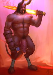 demon flaccid hellboy hellboy_(series) horn male male_only muscles nude penis red_skin solo solo_male yinhu885