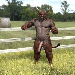 3d anthro bovine bull dtrainnnj humanoid male male_only minotaur monster penis